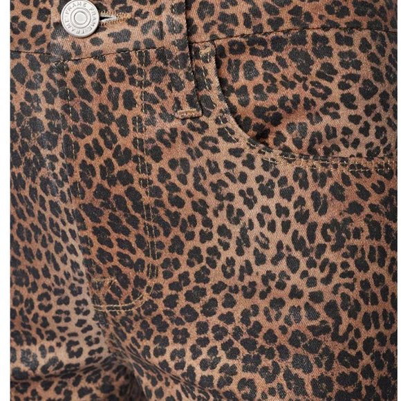 FRAME le Crop Mini Coated Bootcut Jeans in Leopard NEW - Picture 3 of 4